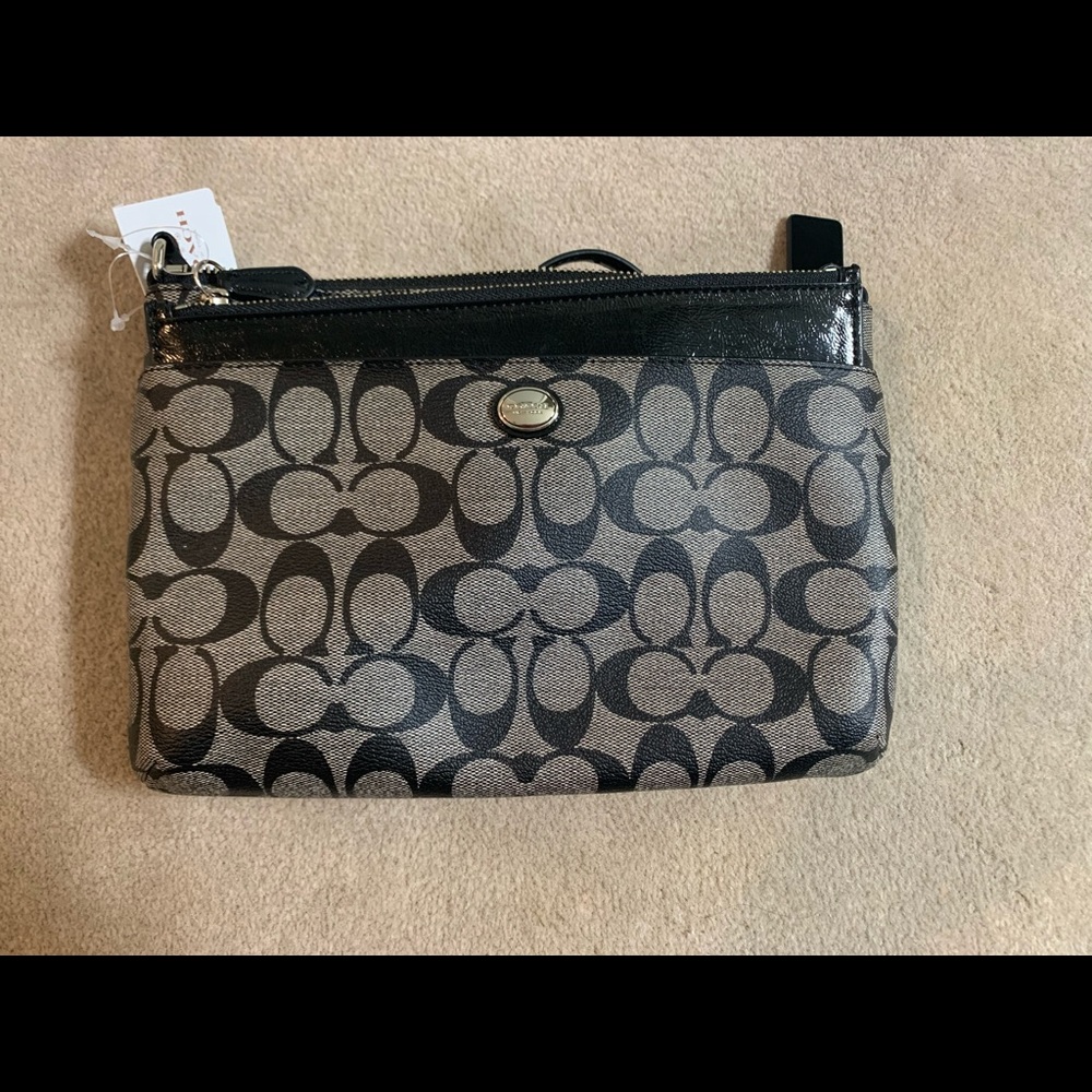 Coach Black Signature Logo Leather Crossbody